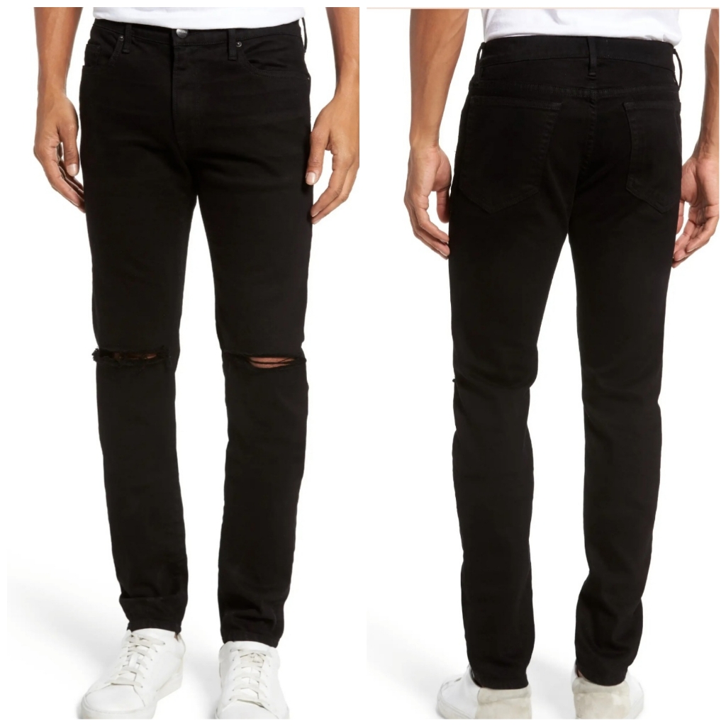 Frame L'homme Skinny Jeans Noir Slits